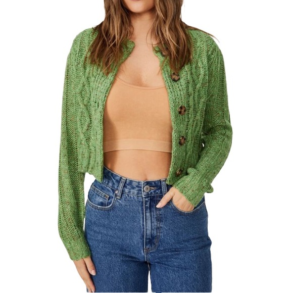Cotton On Sweaters - Cotton On Cable Knit Crop Cardigan Sz L 12 NWT